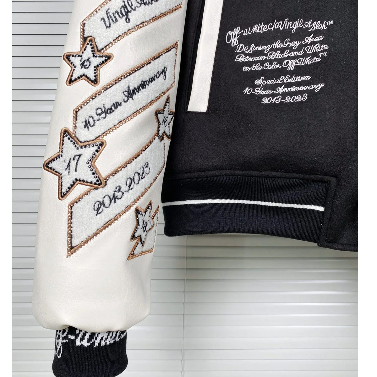 Off White Jacket Autumn/Winter OW Embroidered Hot Diamond Jacket Baseball Uniform
