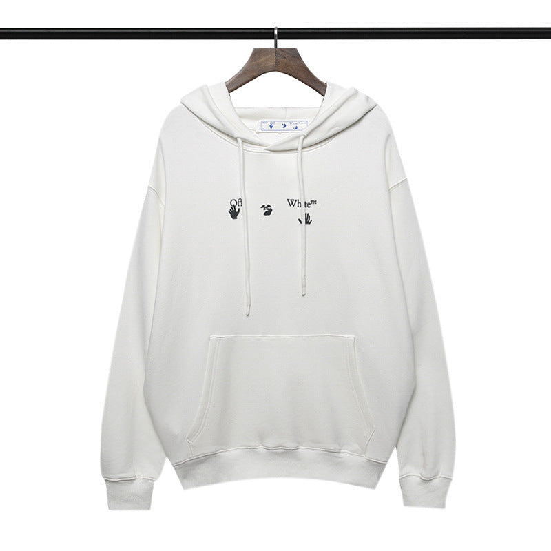 off White Hoodie Autumn and Winter Printed Long-Sleeved Hooded Terry Sweater