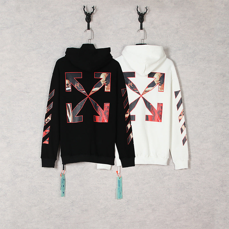 off White Hoodie Printed Men's Women's Pullover Ow Casual Loose Coat