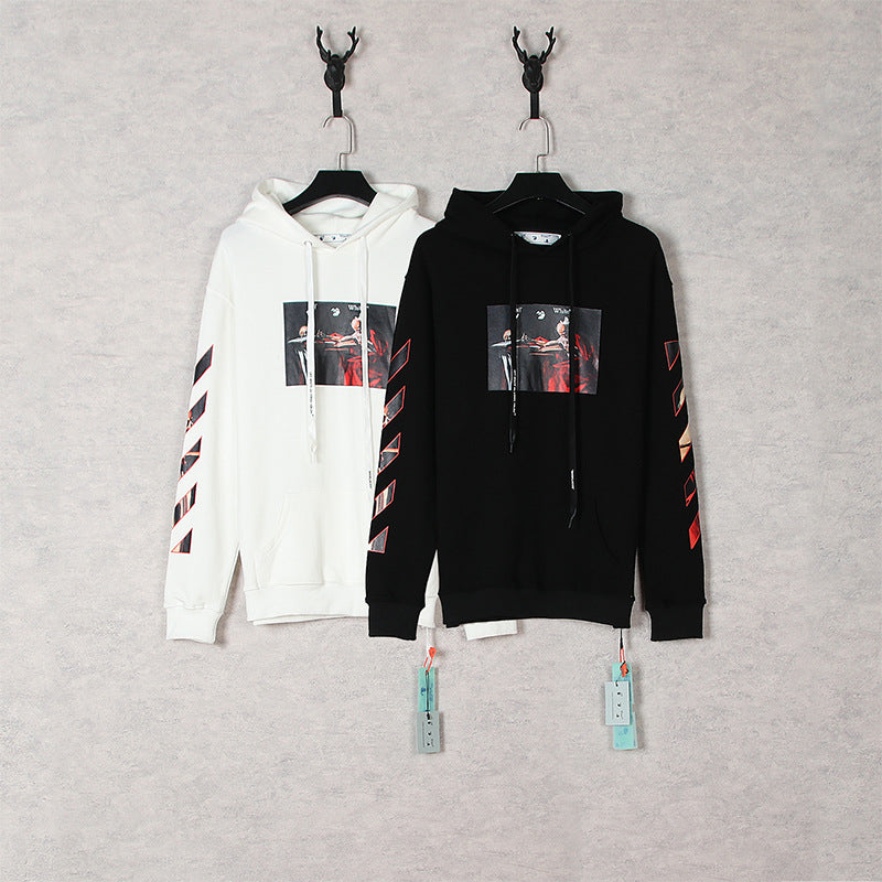 off White Hoodie Printed Men's Women's Pullover Ow Casual Loose Coat