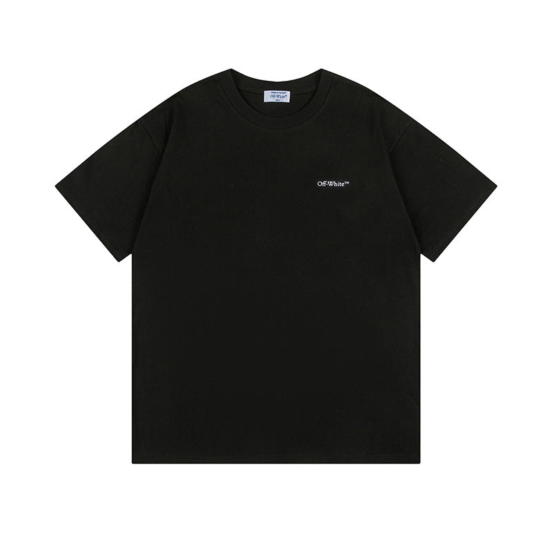 Off White T Shirts OW Botanical Flower Pattern Crew Neck Pullover Short Sleeves