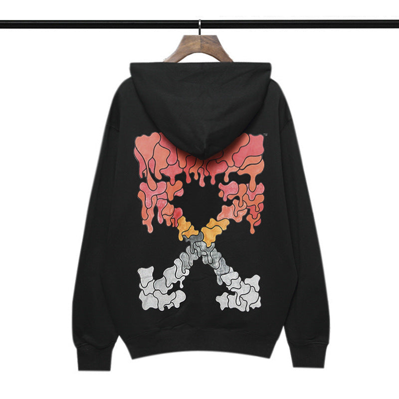 off White Hoodie Autumn and Winter Printed Long-Sleeved Hooded Terry Sweater