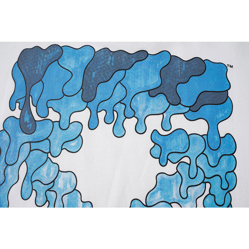 off White Hoodie Dissolved Water Drop Blue Gradient Arrow Hooded Sweater Thin Coat