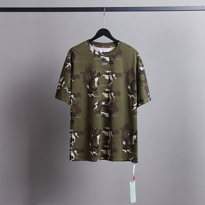 Off White T Shirts Tie-Dye Process Loose Men'S And Women'S Same Style Pure Cotton Short Sleeves