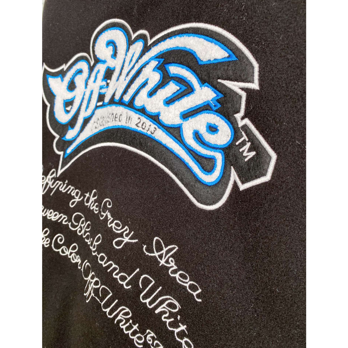 Off White Jacket Autumn/Winter OW Heavy Industry Embroidered Leather Down Cotton Baseball Jacket Jacket