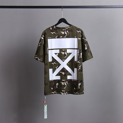 Off White T Shirts Tie-Dye Process Loose Men'S And Women'S Same Style Pure Cotton Short Sleeves