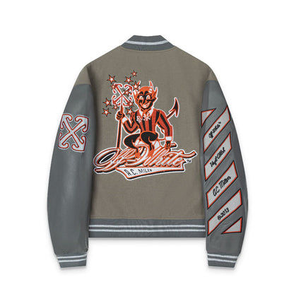 Off White Jacket Qiuxin OW Joint Heavy Industry Embroidery Hot Diamond Baseball Jacket