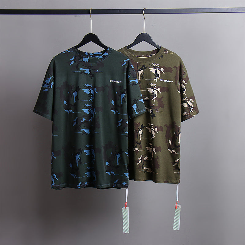 Off White T Shirts Tie-Dye Process Loose Men'S And Women'S Same Style Pure Cotton Short Sleeves