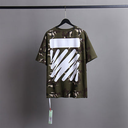 Off White T Shirts Tie-Dye Process Loose Men'S And Women'S Same Style Pure Cotton Short Sleeves