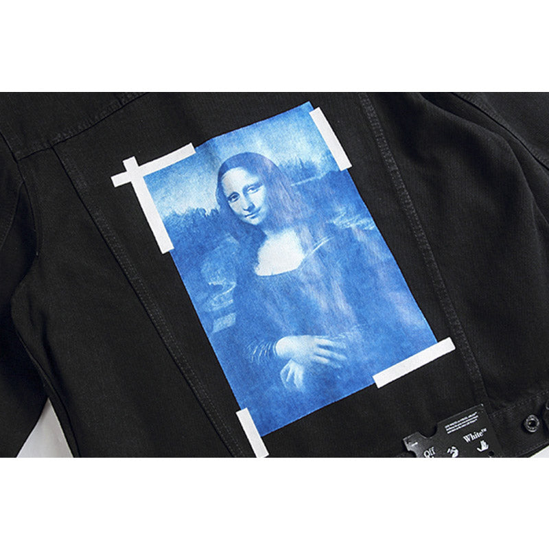 Off White Coats Spring And Autumn Patterned Denim Jacket Casual Men And Women