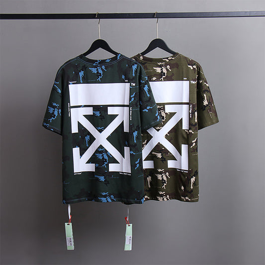 Off White T Shirts Tie-Dye Process Loose Men'S And Women'S Same Style Pure Cotton Short Sleeves