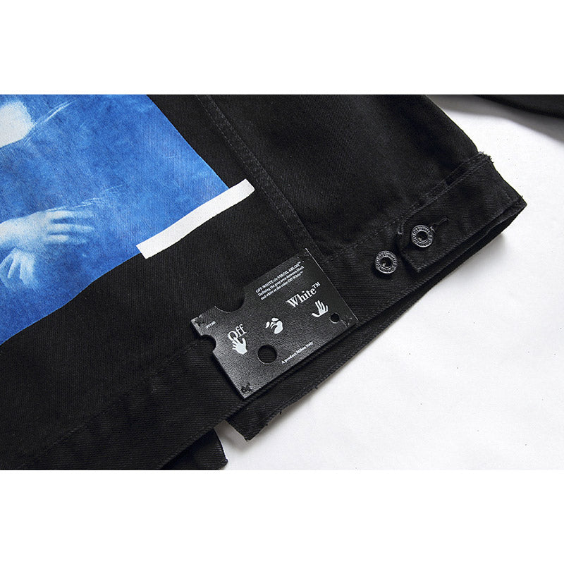Off White Coats Spring And Autumn Patterned Denim Jacket Casual Men And Women