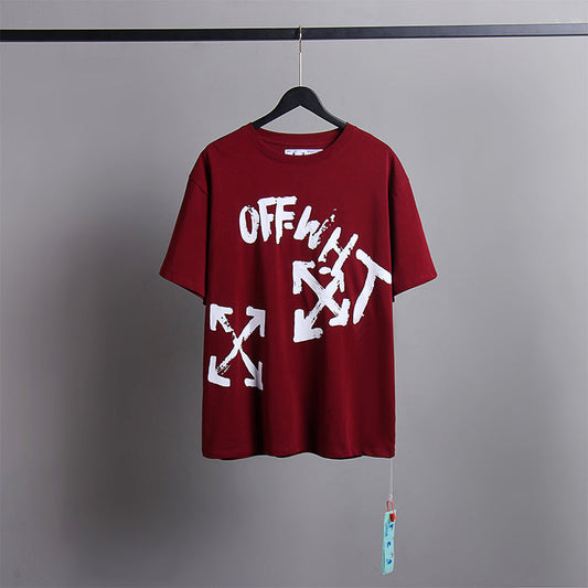 Off White T Shirts Tie-Dye Process Loose Men'S And Women'S Same Style Pure Cotton Short Sleeves