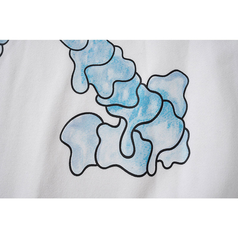 off White Hoodie Dissolved Water Drop Blue Gradient Arrow Hooded Sweater Thin Coat