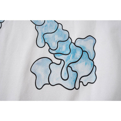 off White Hoodie Dissolved Water Drop Blue Gradient Arrow Hooded Sweater Thin Coat