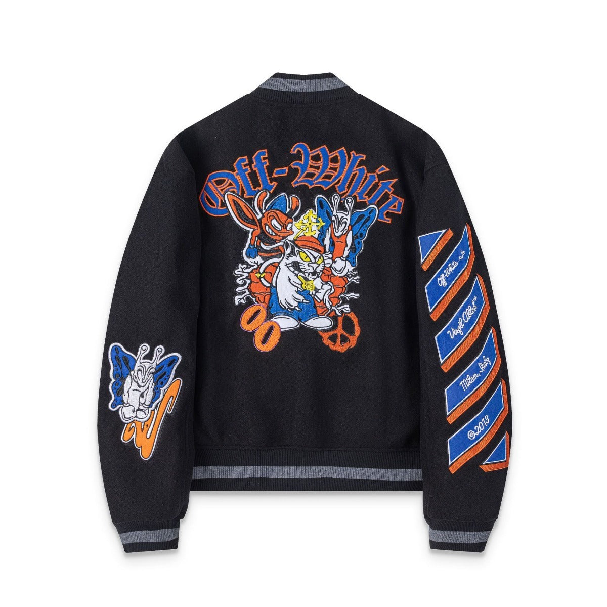 Off White Jacket Spring and Autumn OW Cartoon Animal Pattern Baseball Jacket Jacket