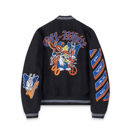 Off White Jacket Spring and Autumn OW Cartoon Animal Pattern Baseball Jacket Jacket
