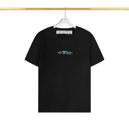 Off White T Shirts OW Color Matching Arrow Pattern Crew Neck Pullover Short Sleeves