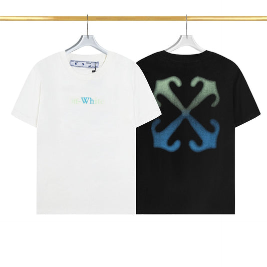 Off White T Shirts OW Color Matching Arrow Pattern Crew Neck Pullover Short Sleeves