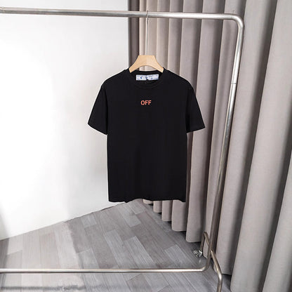 Off White T Shirts OW Cartoon Arrow Pattern Crew Neck Pullover Short Sleeves