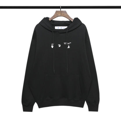 off White Hoodie Autumn and Winter Terry Hooded Loose Sweater Printed Men's and Women's Jacket