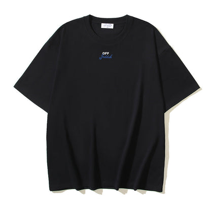 Off White T Shirts OW Letter Print Pattern Crew Neck Pullover Short Sleeves