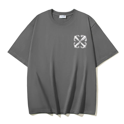 Off White T Shirts OW Dragon Letter Pattern Crew Neck Pullover Short Sleeves
