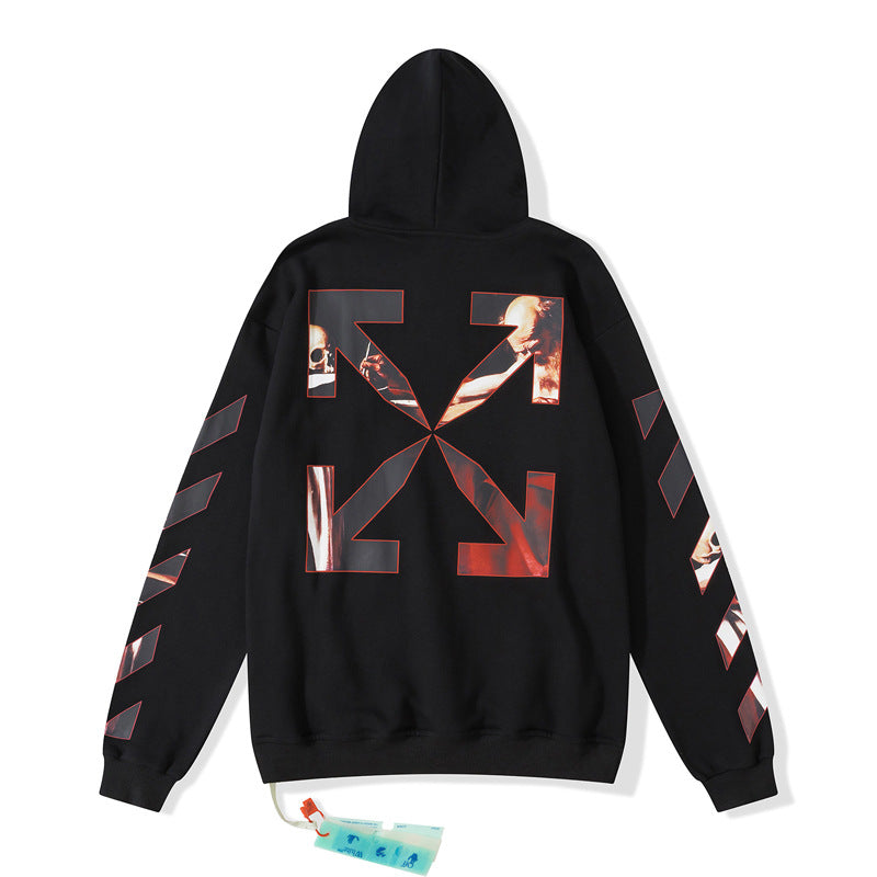 off White Hoodie Casual Loose-Fitting Hoodie Sweater Ow Couples Coat