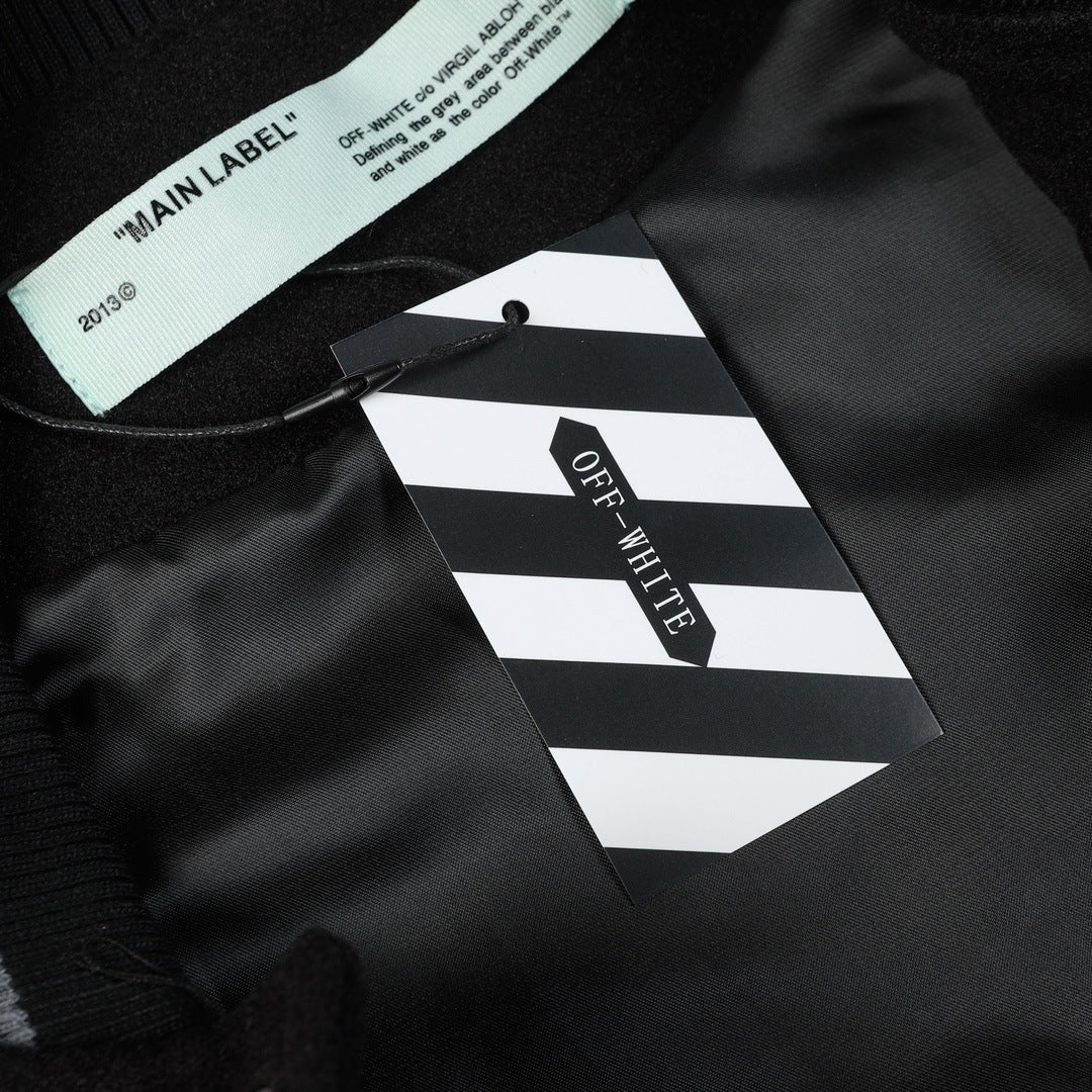 Off White Jacket Spring and Autumn OW Moon Letter Pattern Baseball Jacket Jacket