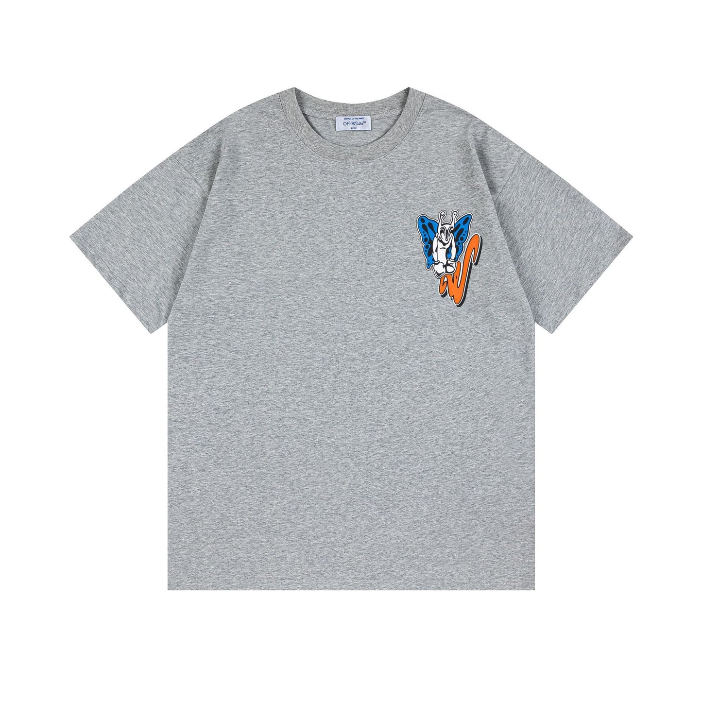 Off White T Shirts OW Cartoon Animal Pattern Crew Neck Pullover Short Sleeves