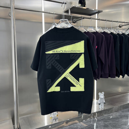 Off White T Shirts OW Patch Embroidery Arrow Crew Neck Pullover Short Sleeve