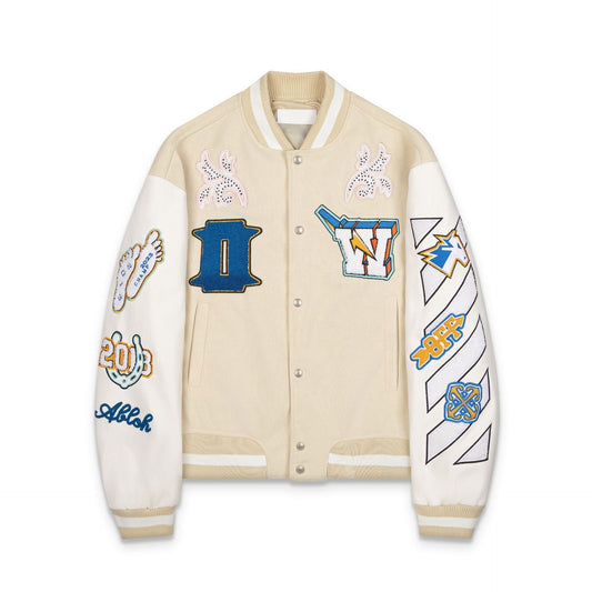 Off White Jacket Spring and Autumn OW Trojan Horse Letter Pattern Baseball Jacket Jacket