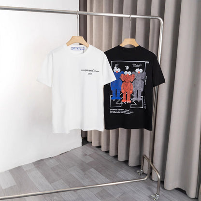Off White T Shirts OW Joint Series Cartoon Pattern Crew Neck Pullover Short Sleeve