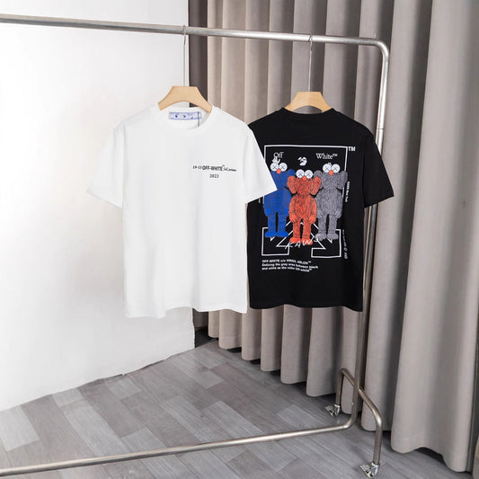 Off White T Shirts OW Joint Series Cartoon Pattern Crew Neck Pullover Short Sleeve
