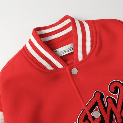 Off White Jacket Spring and Autumn OW Joint Team Pattern Baseball Jacket Jacket