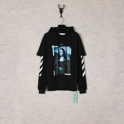 Off White Hoodie Autumn Printed Hooded Fake Two Pieces Sweater Loose Men 'S And Women 'S Coat