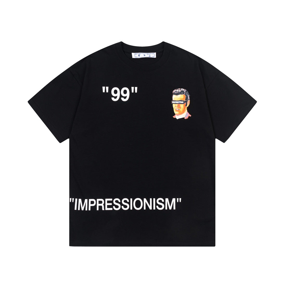 Off White T Shirts OW Witch Character Pattern Crew Neck Pullover Short Sleeves