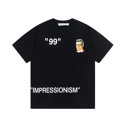Off White T Shirts OW Witch Character Pattern Crew Neck Pullover Short Sleeves