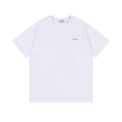 Off White T Shirts OW Three-dimensional Letter Pattern Crew Neck Pullover Short Sleeve