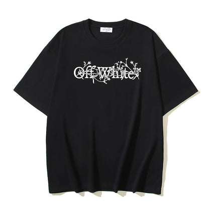 Off White T Shirts OW Branches Letter Print Crew Neck Pullover Short Sleeves