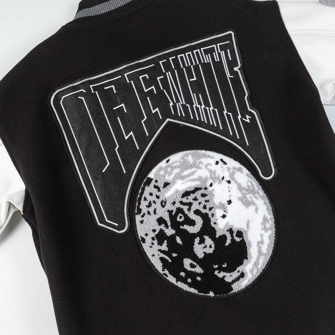 Off White Jacket Spring and Autumn OW Moon Letter Pattern Baseball Jacket Jacket