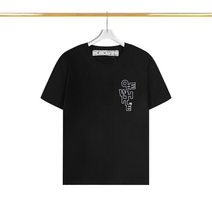 Off White T Shirts OW Mechanical Letter Pattern Crew Neck Pullover Short Sleeves