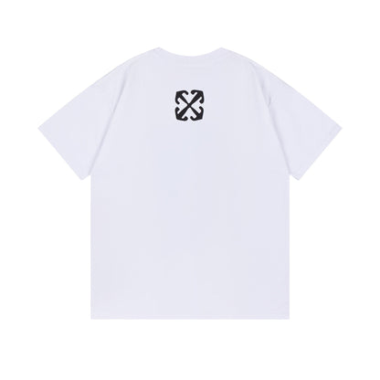 Off White T Shirts OW Madonna Oil Pattern Crew Neck Short Sleeves