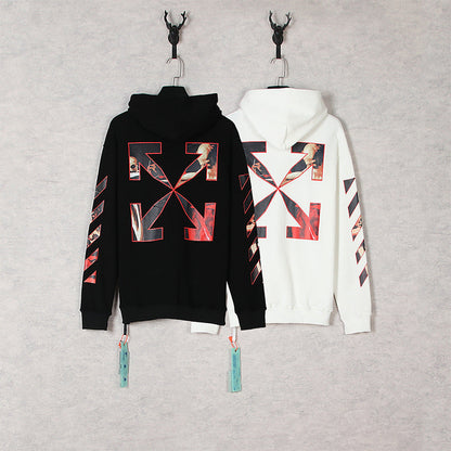 off White Hoodie Printed Men's Women's Pullover Ow Casual Loose Coat