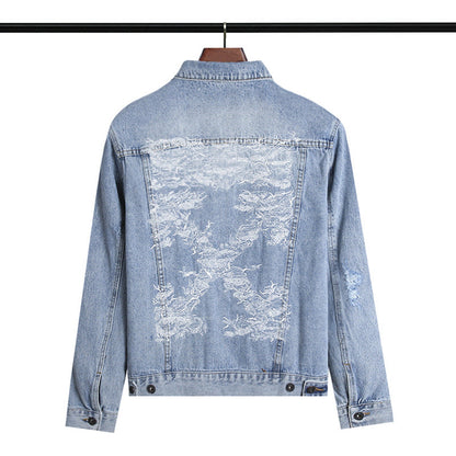 Off White Coats Embroidered Arrow Denim Jacket Casual Men And Women Loose Jacket