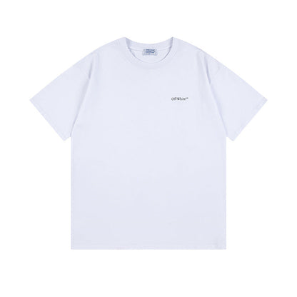 Off White T Shirts OW Botanical Flower Pattern Crew Neck Pullover Short Sleeves