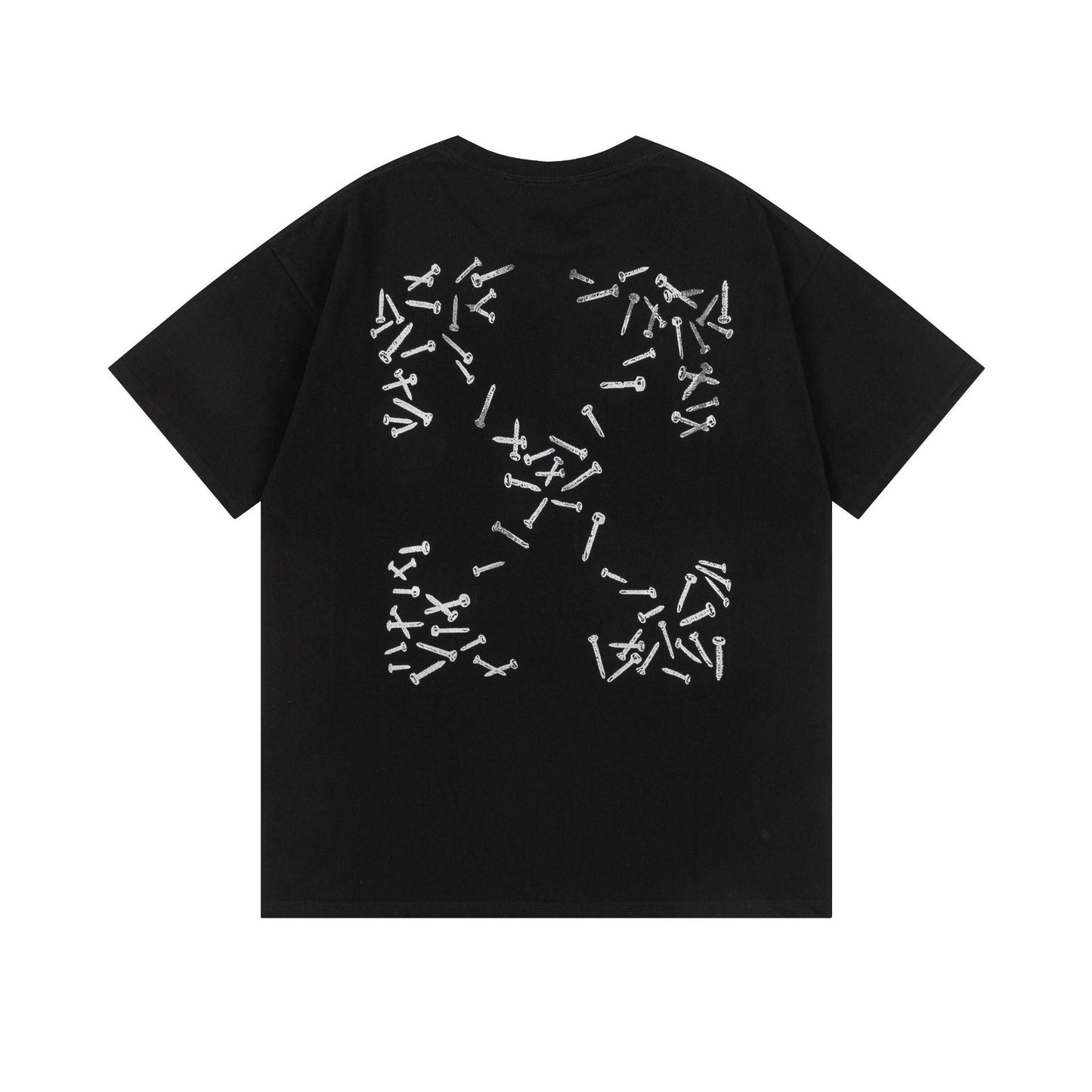 Off White T Shirts OW Nails Arrow Pattern Crew Neck Pullover Short Sleeves