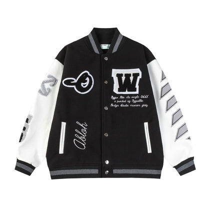 Off White Jacket Spring and Autumn OW Moon Letter Pattern Baseball Jacket Jacket