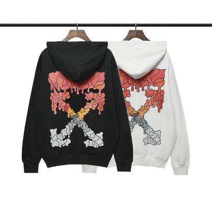 off White Hoodie Autumn and Winter Printed Long-Sleeved Hooded Terry Sweater