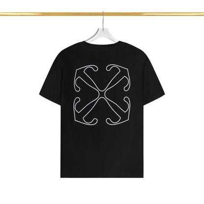 Off White T Shirts OW Mechanical Letter Pattern Crew Neck Pullover Short Sleeves